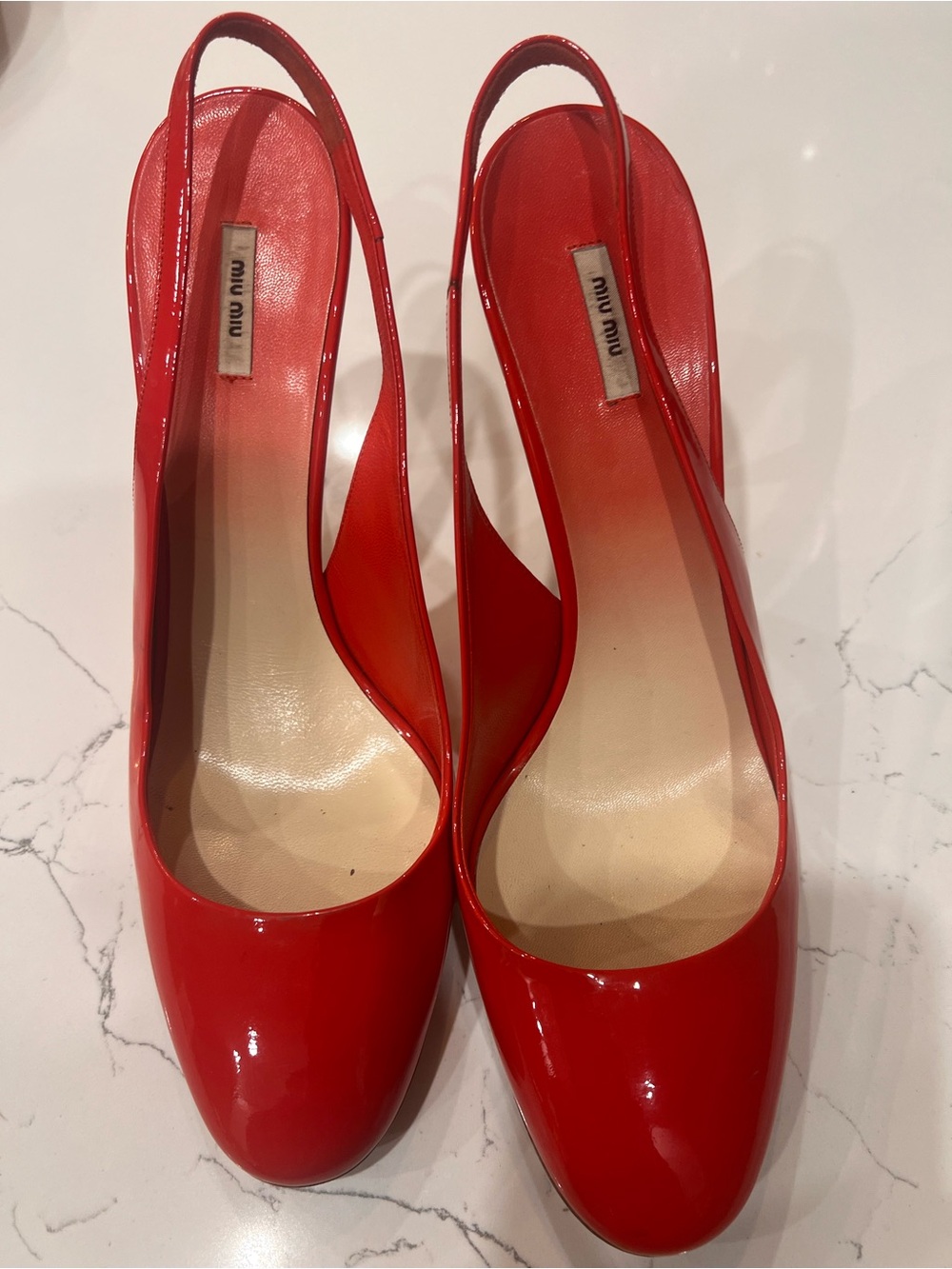 Miu Miu Red Patent Slingback Heels